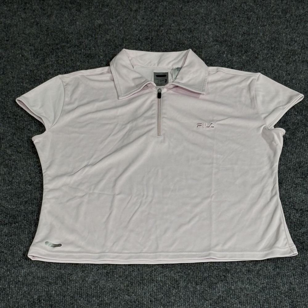 Fila Lecco Cap Sleeve Top Womens Large Light Pink Performance Polo Shirt Tennis